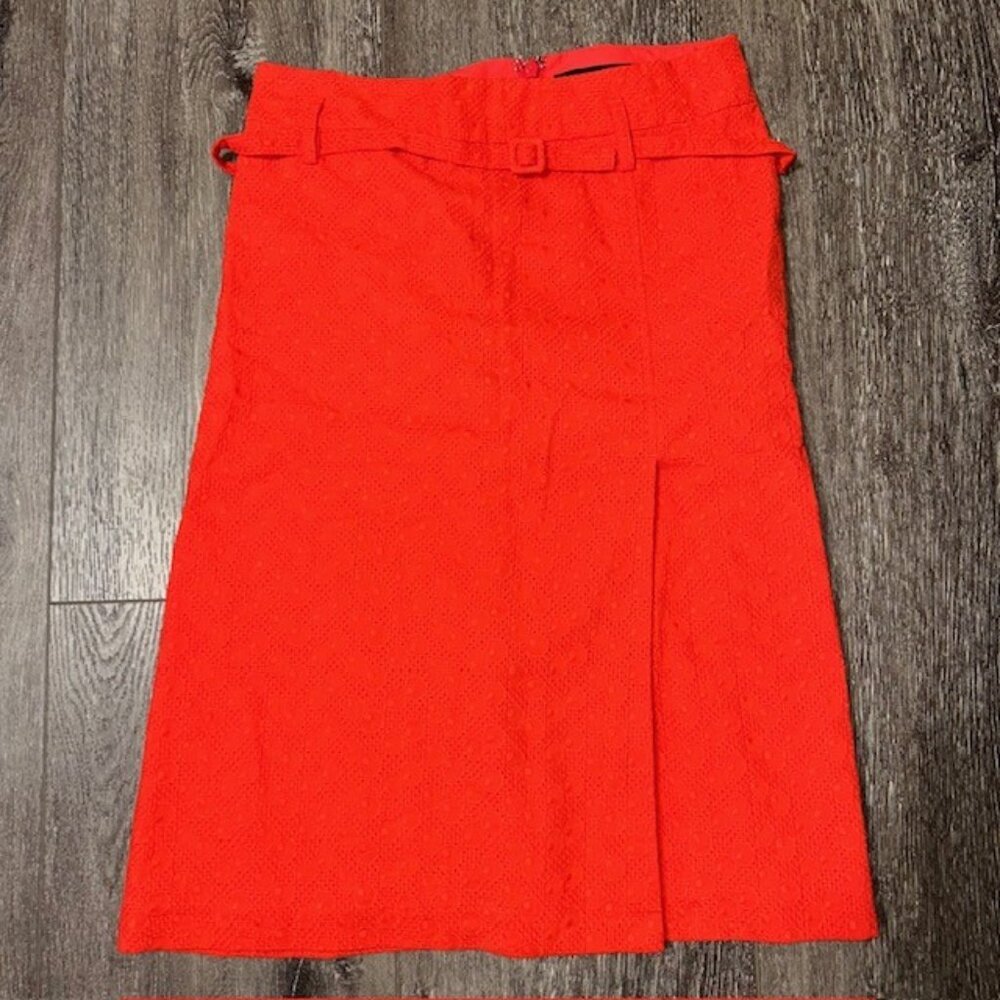 Express Design Studio Coral Red Pencil Skirt Belted Size 0